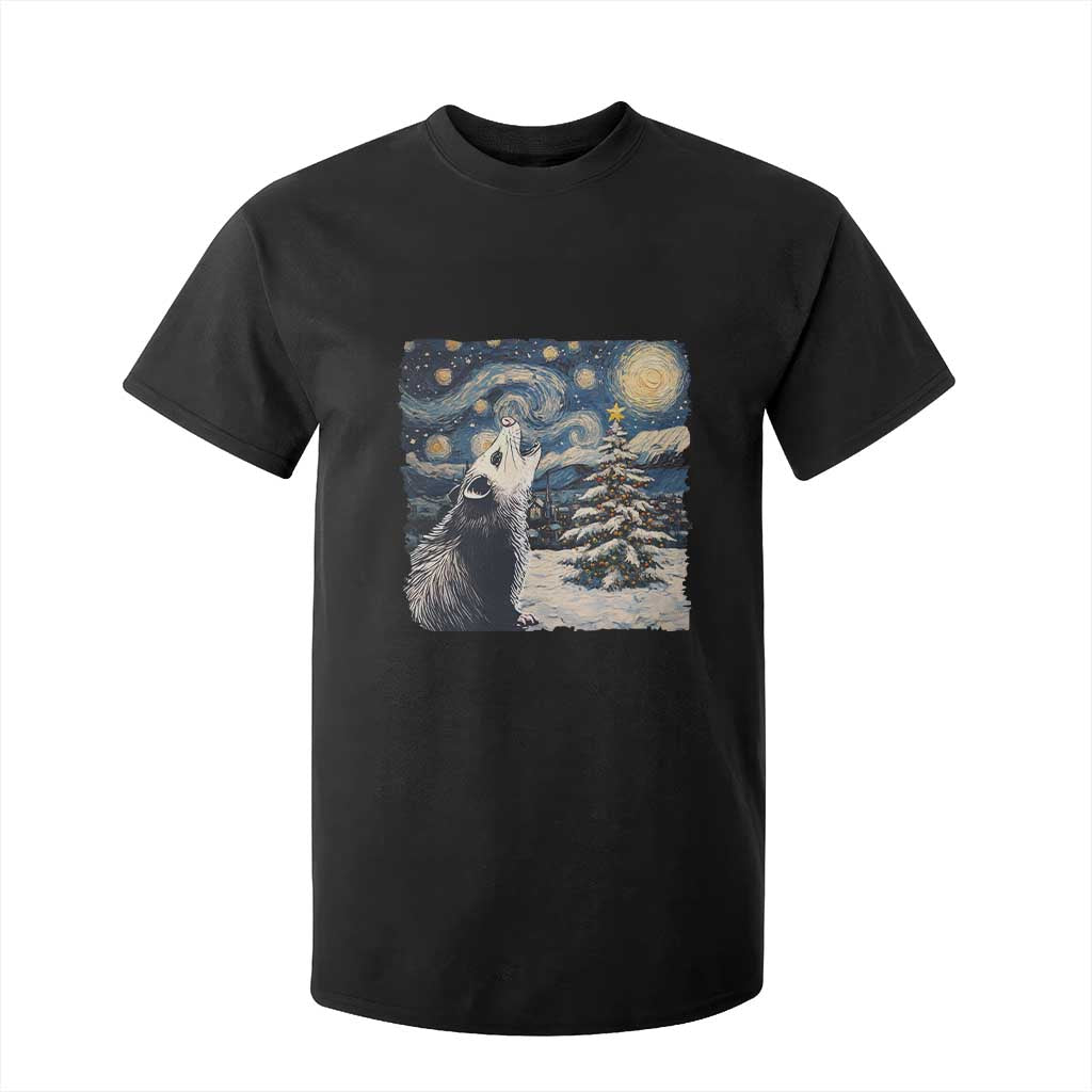 Christmas Starry Night Opossum T Shirt For Kid TS09 Black Print Your Wear