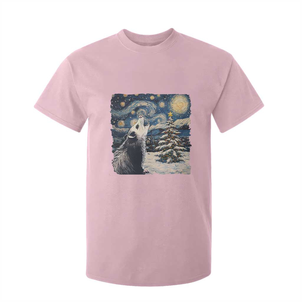 Christmas Starry Night Opossum T Shirt For Kid TS09 Light Pink Print Your Wear