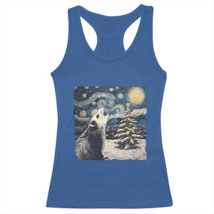 Christmas Starry Night Opossum Racerback Tank Top TS09 Royal Blue Print Your Wear