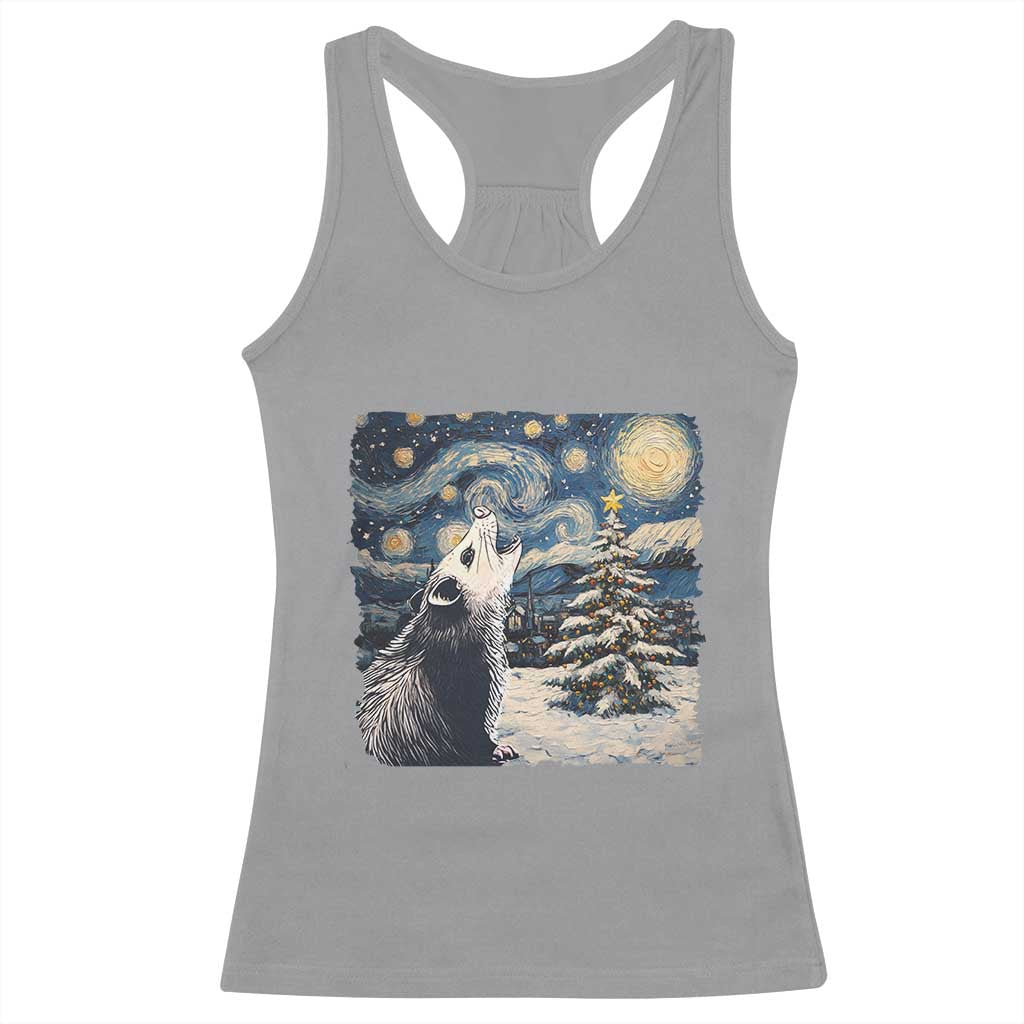Christmas Starry Night Opossum Racerback Tank Top TS09 Sport Gray Print Your Wear