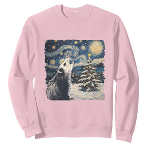 Christmas Starry Night Opossum Sweatshirt TS09 Light Pink Print Your Wear