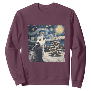 Christmas Starry Night Opossum Sweatshirt TS09 Maroon Print Your Wear