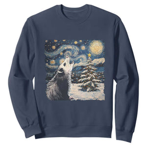 Christmas Starry Night Opossum Sweatshirt TS09 Navy Print Your Wear