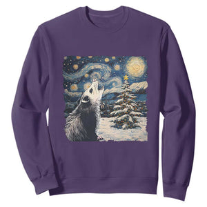 Christmas Starry Night Opossum Sweatshirt TS09 Purple Print Your Wear