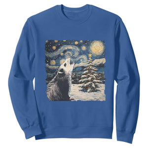 Christmas Starry Night Opossum Sweatshirt TS09 Royal Blue Print Your Wear