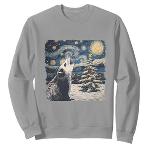 Christmas Starry Night Opossum Sweatshirt TS09 Sport Gray Print Your Wear