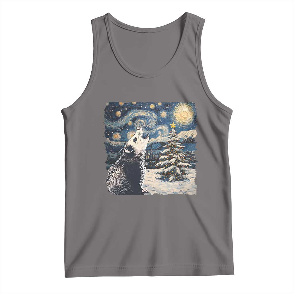 Christmas Starry Night Opossum Tank Top TS09 Deep Heather Print Your Wear