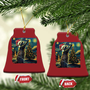 Christmas Starry Night Raccoon Christmas Ornament TS09 Bell Flake Red Print Your Wear