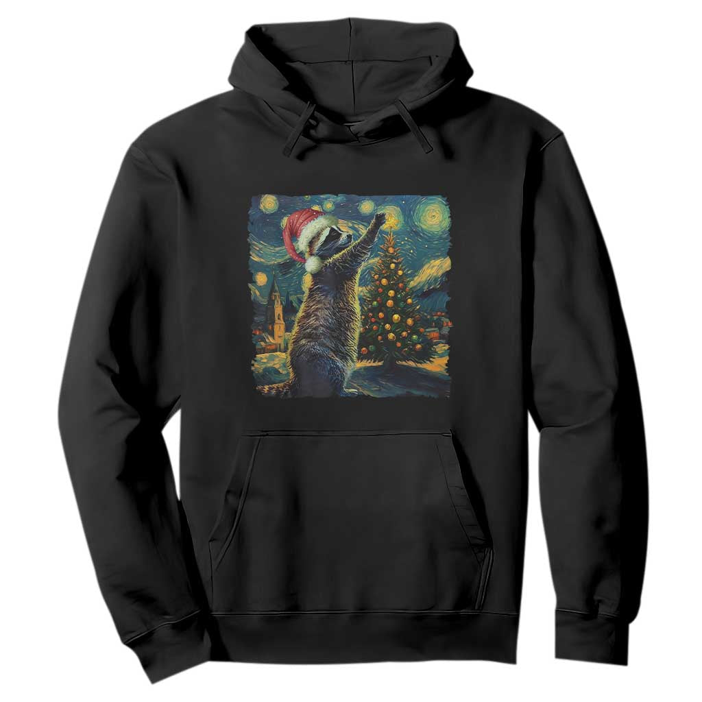 Christmas Starry Night Raccoon Hoodie TS09 Black Print Your Wear
