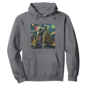 Christmas Starry Night Raccoon Hoodie TS09 Charcoal Print Your Wear