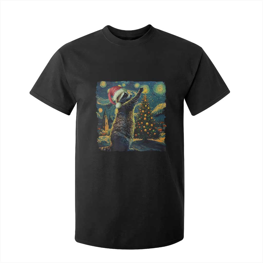Christmas Starry Night Raccoon T Shirt For Kid TS09 Black Print Your Wear