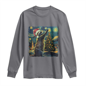 Christmas Starry Night Raccoon Long Sleeve Shirt TS09 Charcoal Print Your Wear