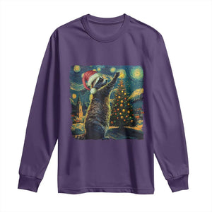 Christmas Starry Night Raccoon Long Sleeve Shirt TS09 Purple Print Your Wear