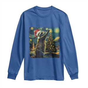 Christmas Starry Night Raccoon Long Sleeve Shirt TS09 Royal Blue Print Your Wear