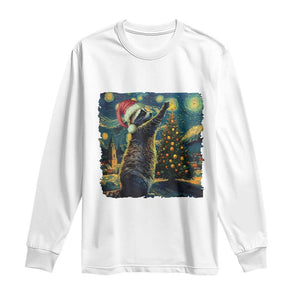 Christmas Starry Night Raccoon Long Sleeve Shirt TS09 White Print Your Wear