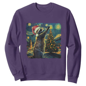 Christmas Starry Night Raccoon Sweatshirt TS09 Purple Print Your Wear