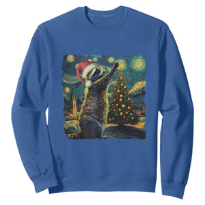 Christmas Starry Night Raccoon Sweatshirt TS09 Royal Blue Print Your Wear