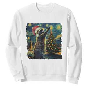 Christmas Starry Night Raccoon Sweatshirt TS09 White Print Your Wear