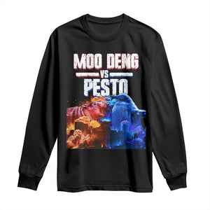 Funny Moo Deng VS Pesto Long Sleeve Shirt TS09 Black Print Your Wear