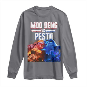 Funny Moo Deng VS Pesto Long Sleeve Shirt TS09 Charcoal Print Your Wear