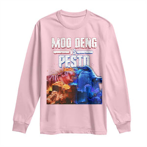 Funny Moo Deng VS Pesto Long Sleeve Shirt TS09 Light Pink Print Your Wear