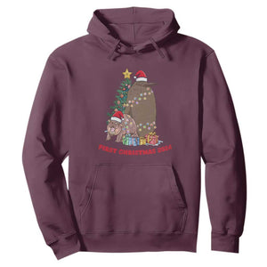 First Christmas 2024 Moo Deng Pesto Hoodie TS09 Maroon Print Your Wear