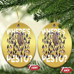 Funny Xmas Wheres Pesto Christmas Ornament TS09 Oval Gold Print Your Wear