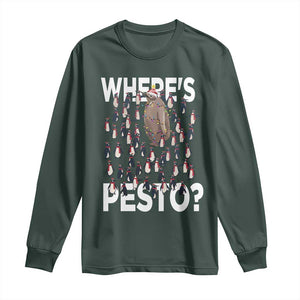 Funny Christmas Wheres Pesto Long Sleeve Shirt TS09 Dark Forest Green Print Your Wear