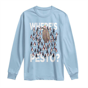 Funny Christmas Wheres Pesto Long Sleeve Shirt TS09 Light Blue Print Your Wear