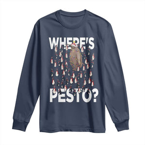 Funny Christmas Wheres Pesto Long Sleeve Shirt TS09 Navy Print Your Wear