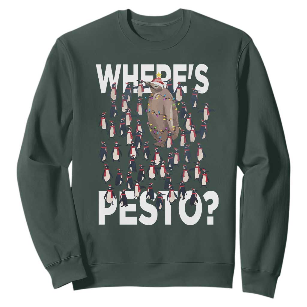 Funny Christmas Wheres Pesto Sweatshirt TS09 Dark Forest Green Print Your Wear