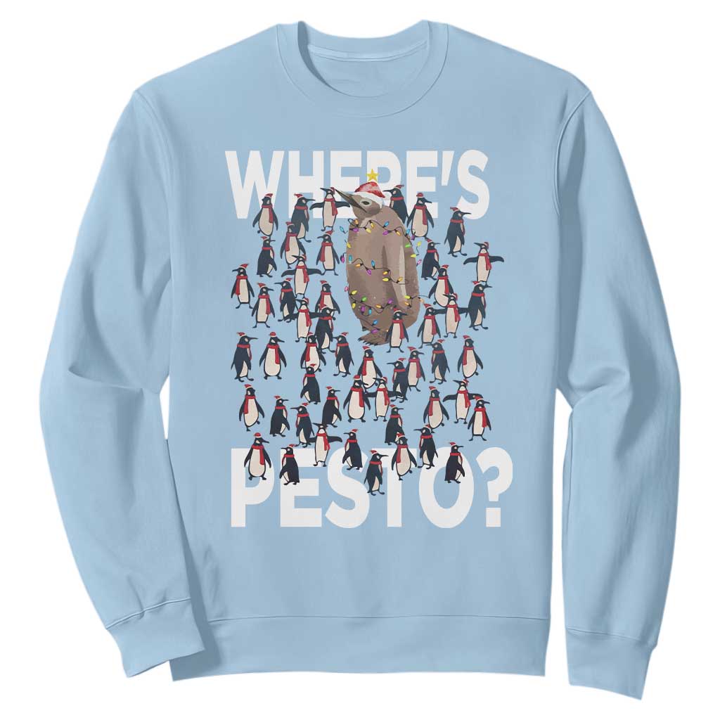 Funny Christmas Wheres Pesto Sweatshirt TS09 Light Blue Print Your Wear