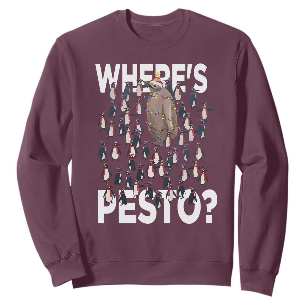 Funny Christmas Wheres Pesto Sweatshirt TS09 Maroon Print Your Wear