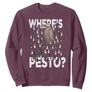 Funny Christmas Wheres Pesto Sweatshirt TS09 Maroon Print Your Wear