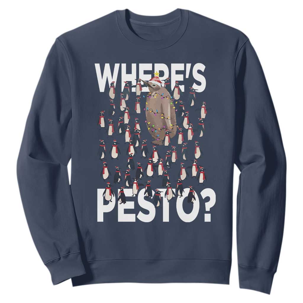 Funny Christmas Wheres Pesto Sweatshirt TS09 Navy Print Your Wear