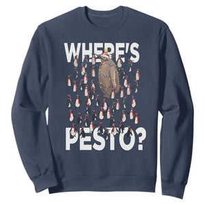 Funny Christmas Wheres Pesto Sweatshirt TS09 Navy Print Your Wear