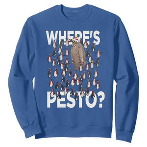 Funny Christmas Wheres Pesto Sweatshirt TS09 Royal Blue Print Your Wear