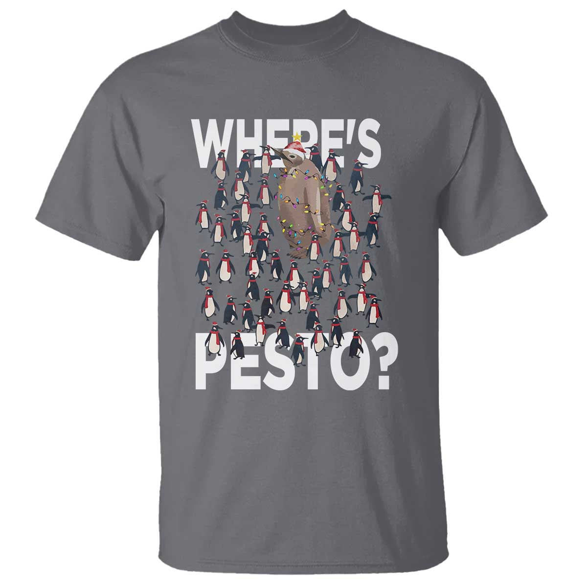 Funny Christmas Wheres Pesto T Shirt TS09 Charcoal Print Your Wear