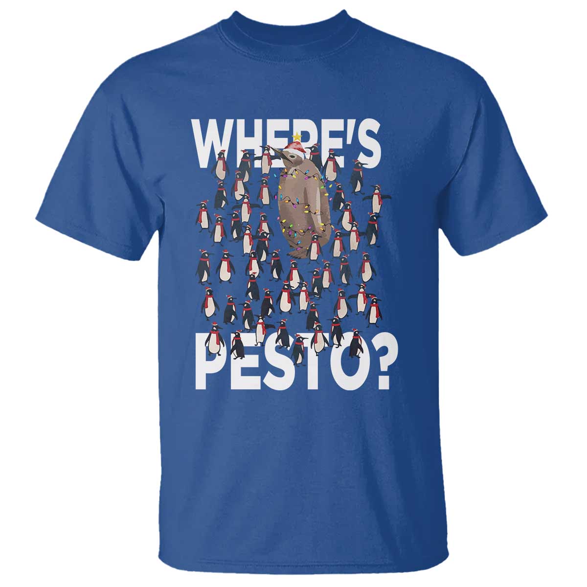 Funny Christmas Wheres Pesto T Shirt TS09 Royal Blue Print Your Wear