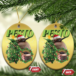 Funny Christmas Pesto Penguin Christmas Ornament TS09 Oval Gold Print Your Wear