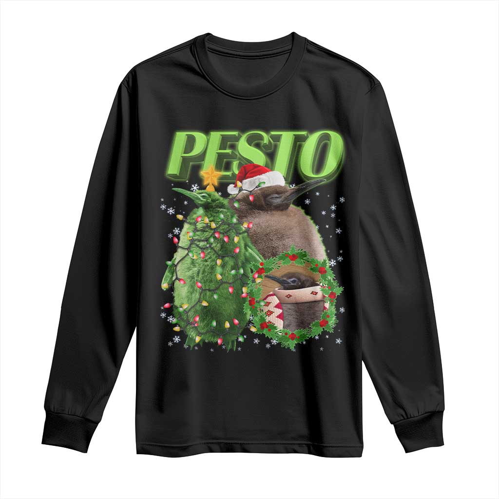 Funny Christmas Pesto Penguin Long Sleeve Shirt TS09 Black Print Your Wear