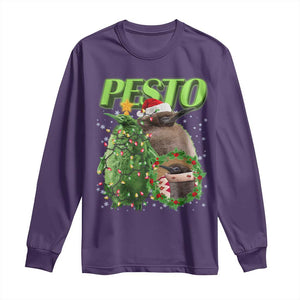 Funny Christmas Pesto Penguin Long Sleeve Shirt TS09 Purple Print Your Wear