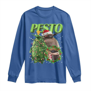 Funny Christmas Pesto Penguin Long Sleeve Shirt TS09 Royal Blue Print Your Wear