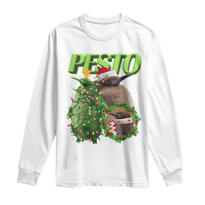 Funny Christmas Pesto Penguin Long Sleeve Shirt TS09 White Print Your Wear