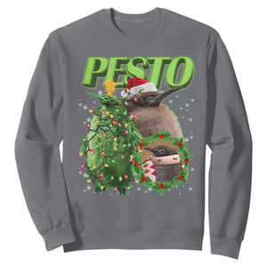 Funny Christmas Pesto Penguin Sweatshirt TS09 Charcoal Print Your Wear