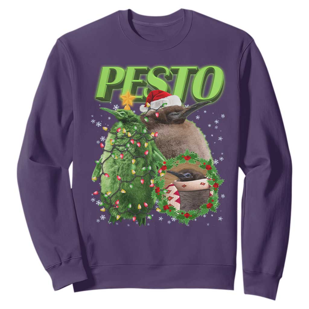 Funny Christmas Pesto Penguin Sweatshirt TS09 Purple Print Your Wear