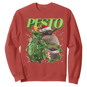 Funny Christmas Pesto Penguin Sweatshirt TS09 Red Print Your Wear
