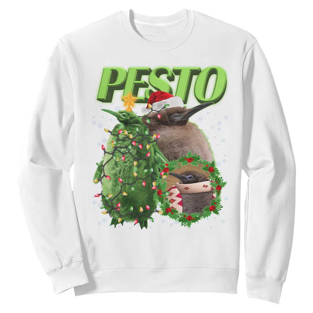 Funny Christmas Pesto Penguin Sweatshirt TS09 White Print Your Wear