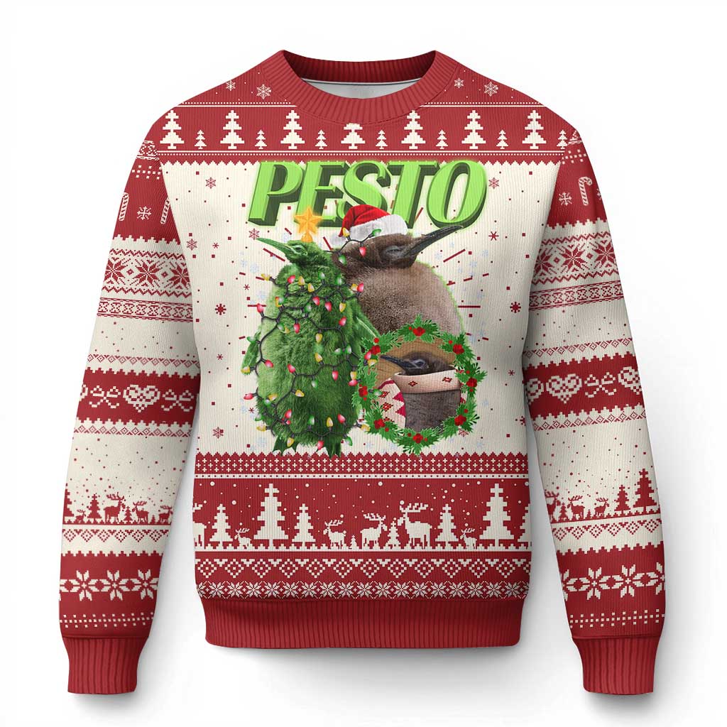 Funny Christmas Pesto Penguin Ugly Christmas Sweater TS09 Red Print Your Wear