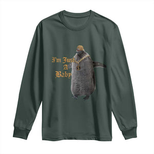 Funny Pesto Penguin Long Sleeve Shirt I'm Just A Baby Hiphop TS09 Dark Forest Green Print Your Wear